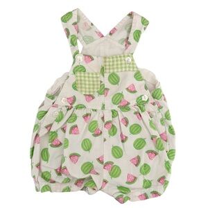 Vintage Kids Baby Summer Watermelon Bubble Romper Overalls Size 18 Months